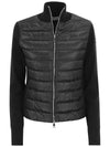 High Neck Padded Wool Cardigan Black - MONCLER - BALAAN 3