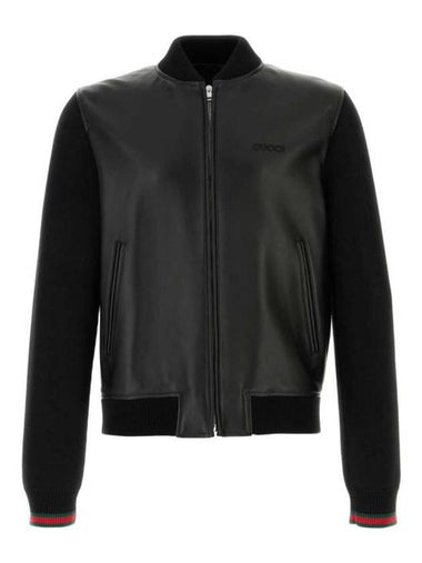 Knit leather jacket black - GUCCI - BALAAN 1