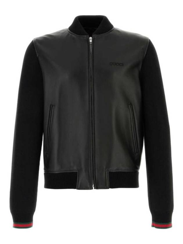 Knit leather jacket black - GUCCI - BALAAN 1