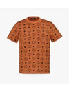 Monogram Print Short Sleeve T-Shirt Brown - MCM - BALAAN 2