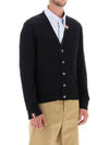 Men's Jersey Stitch V-Neck Cardigan Navy - THOM BROWNE - BALAAN 4