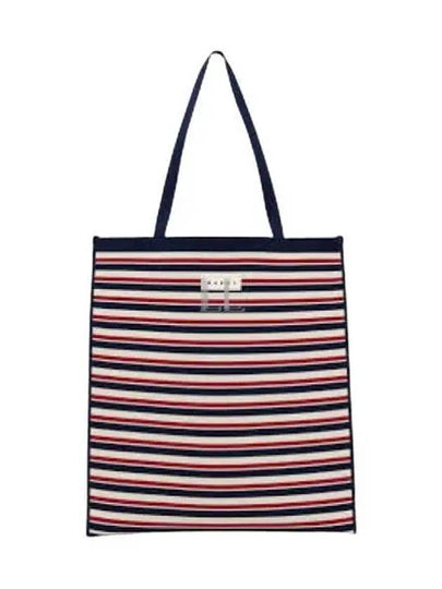 Flat Jacquard Knit Tote Bag Navy - MARNI - BALAAN 2