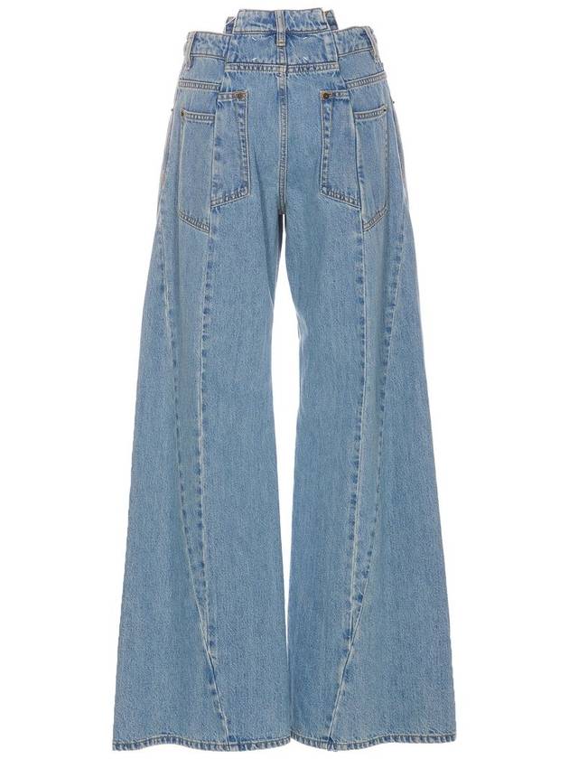 Women's Stone Washing Panel Wide Jeans Blue - MAISON MARGIELA - BALAAN 3