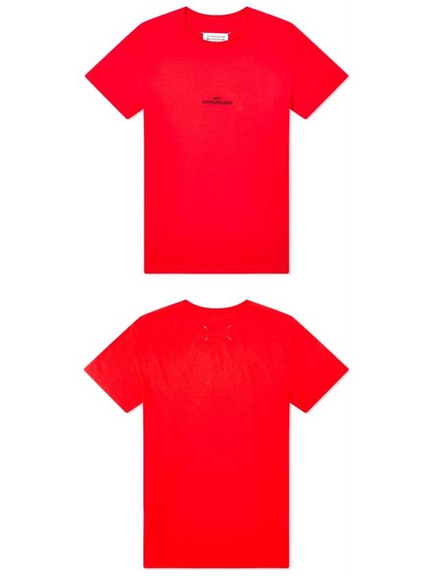 Reverse Embroidered Logo Stitched Cotton Short Sleeve T-Shirt Red - MAISON MARGIELA - BALAAN 5