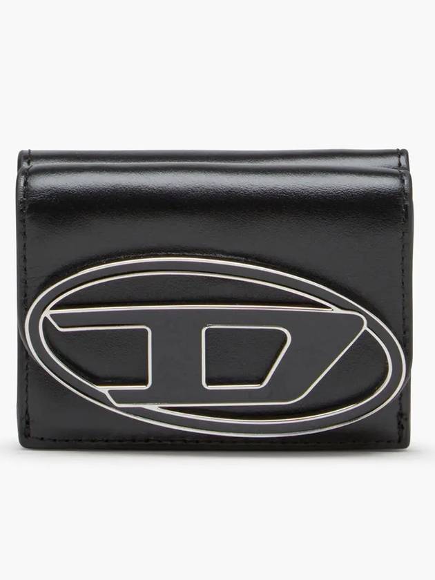 1DR Tri Fold Leather Wallet Black - DIESEL - BALAAN 2