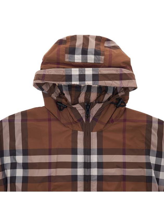 Check Hoodie Jacket Dark Birch Brown - BURBERRY - BALAAN.