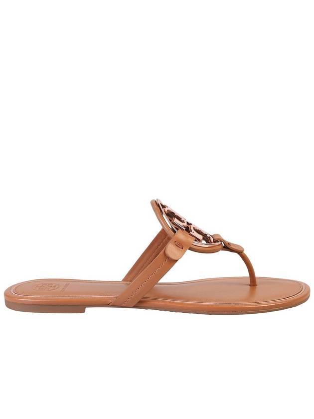 Women's Metal Logo Miller Flip Flops Tan - TORY BURCH - BALAAN 1