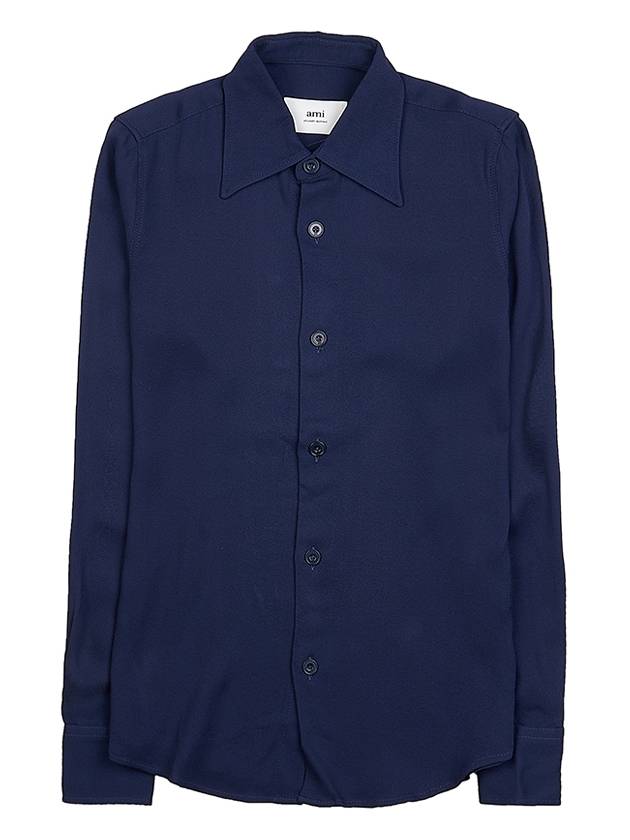 Slim Fit Long Sleeve Shirt Blue - AMI - BALAAN 2