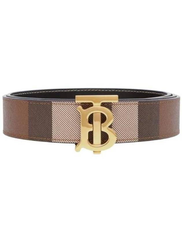 Reversible Checked Leather Belt Dark Birch Brown - BURBERRY - BALAAN.