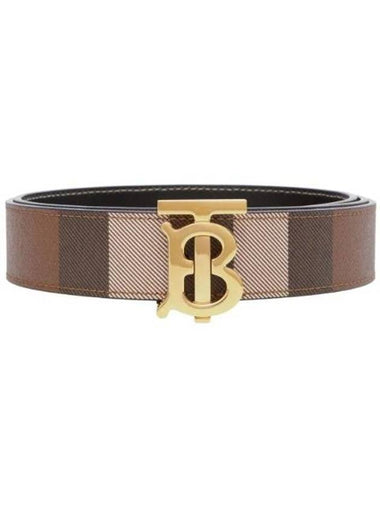 Reversible Checked Leather Belt Dark Birch Brown - BURBERRY - BALAAN 1