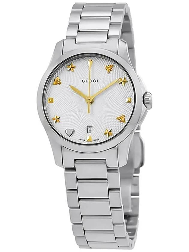 G Timeless Dial Metal Watch Silver - GUCCI - BALAAN 4