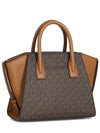 Avril Small Logo Print Leather Tote Bag Brown - MICHAEL KORS - BALAAN 4