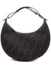 Fendigraphy FF Logo Small Fabric Hobo Shoulder Bag Brown - FENDI - BALAAN 3