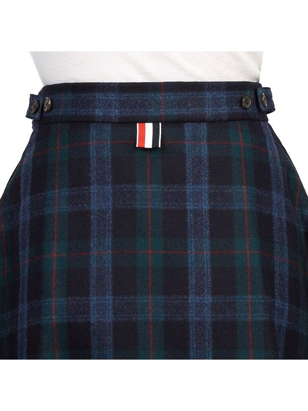 Tartan Flannel Side Tab A Line Skirt Blue - THOM BROWNE - BALAAN 10