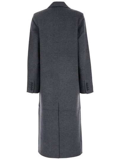 Grey Single-Breasted Coat With Notched Revers And Epaulettes In Wool Woman - TOTEME - BALAAN 2