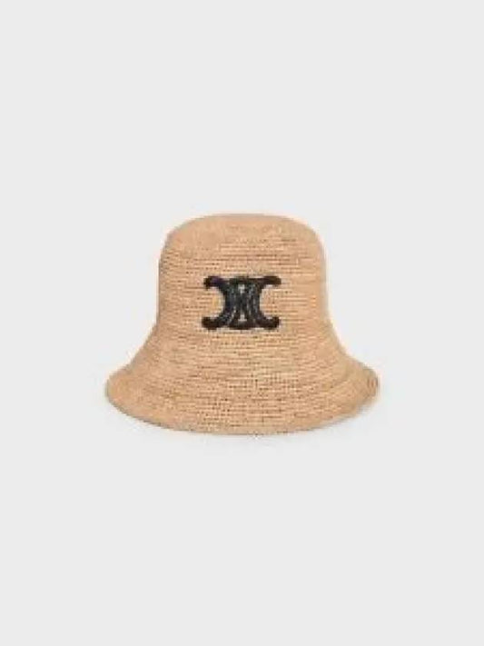 Triomphe Raffia Bucket Hat Natural Black - CELINE - BALAAN 2