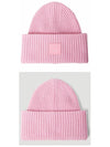 Face Patch Ribbed Wool Beanie Bubble Pink - ACNE STUDIOS - BALAAN 6