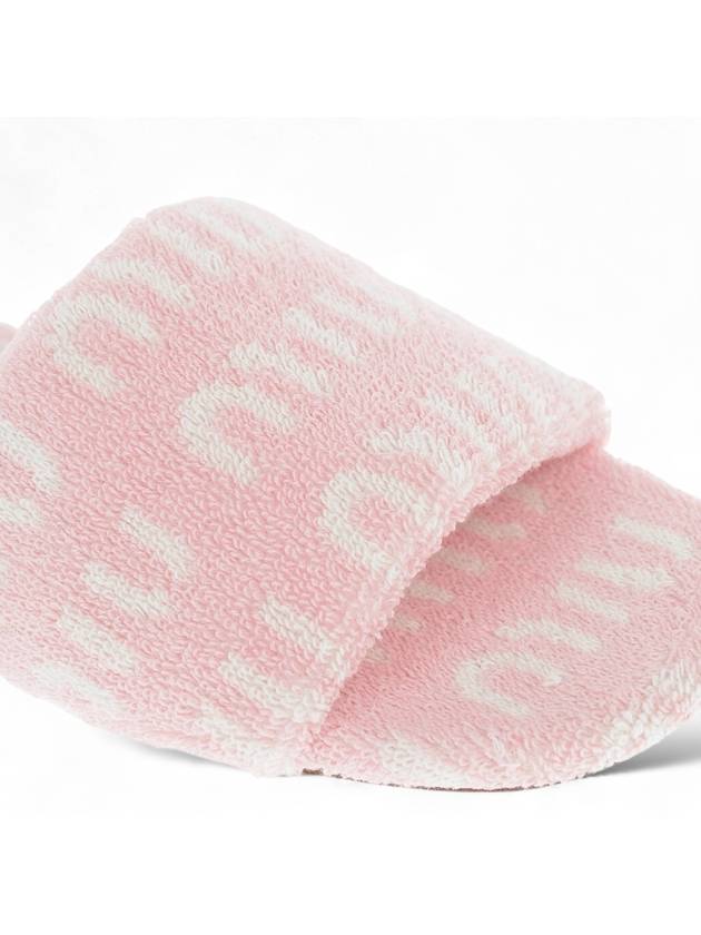 Logo Jacquard Terry Slide Mule Slippers Pink - MIU MIU - BALAAN 4