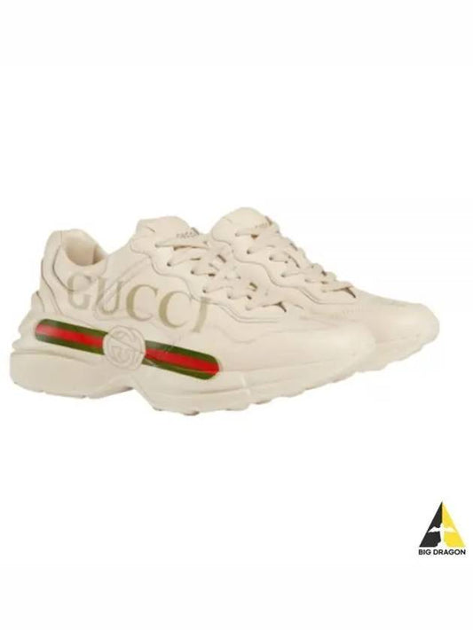 Rhyton Logo Leather Sneakers Ivory - GUCCI - BALAAN 2