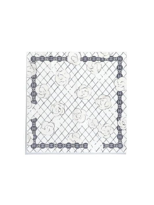 Camellia Square Silk Scarfwhite - CHANEL - BALAAN.