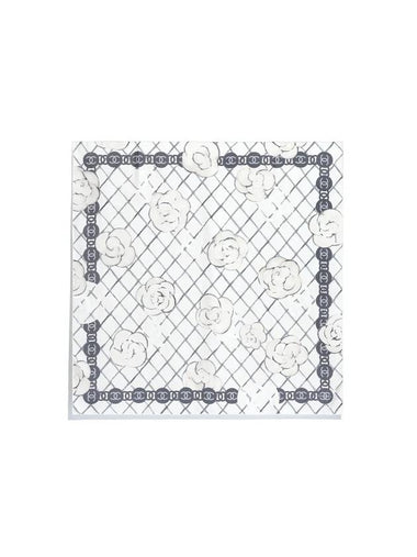 Camellia Square Silk Scarf White - CHANEL - BALAAN 1