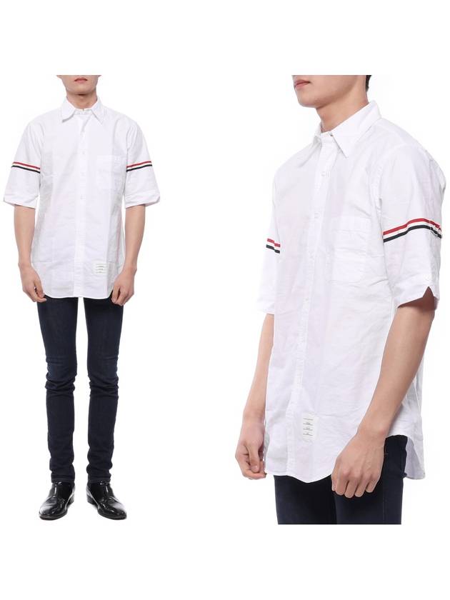 Men's Classic Armband Short Sleeve Shirt White - THOM BROWNE - BALAAN 3