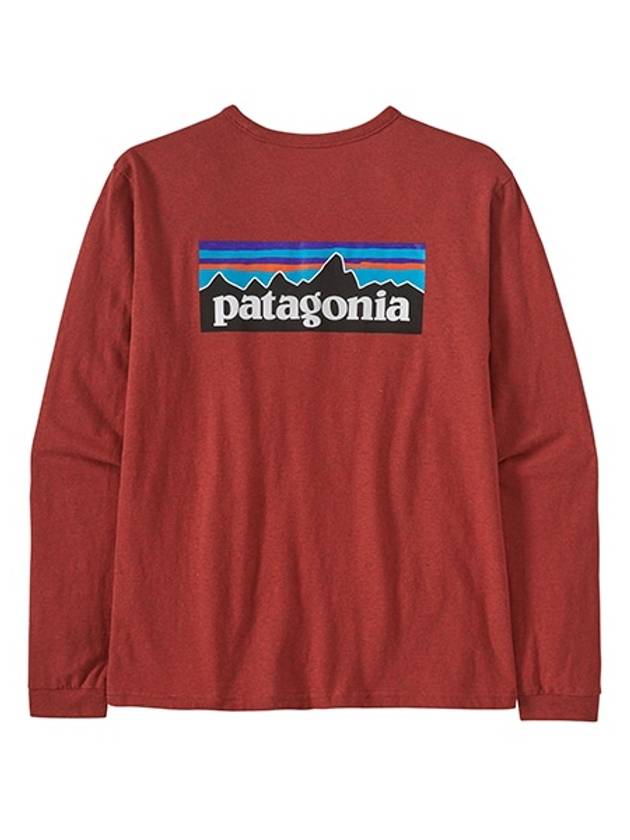 Women's Classic Graphic Logo Cotton Long Sleeve T-Shirt Red - PATAGONIA - BALAAN 3