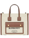 Mini Two-Tone Canvas and Leather Freya Tote Bag Natural Tan - BURBERRY - BALAAN 1