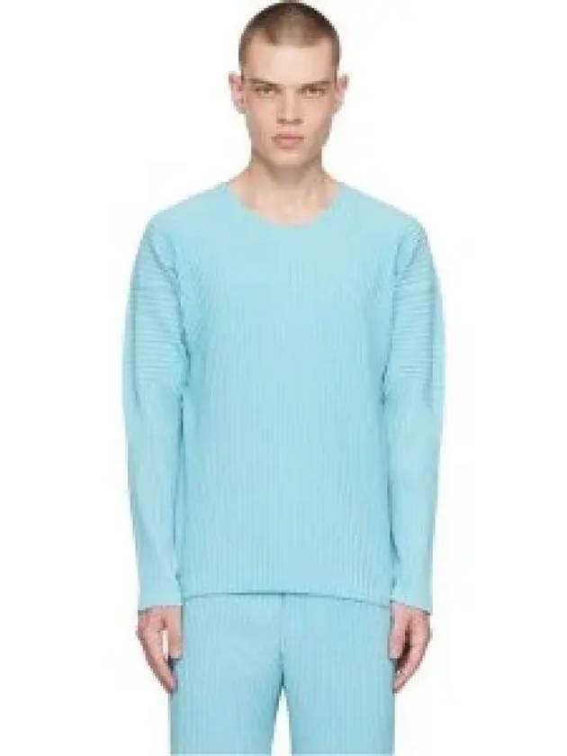 Pleated Long Sleeve T-Shirt Aqua Blue - ISSEY MIYAKE - BALAAN 2