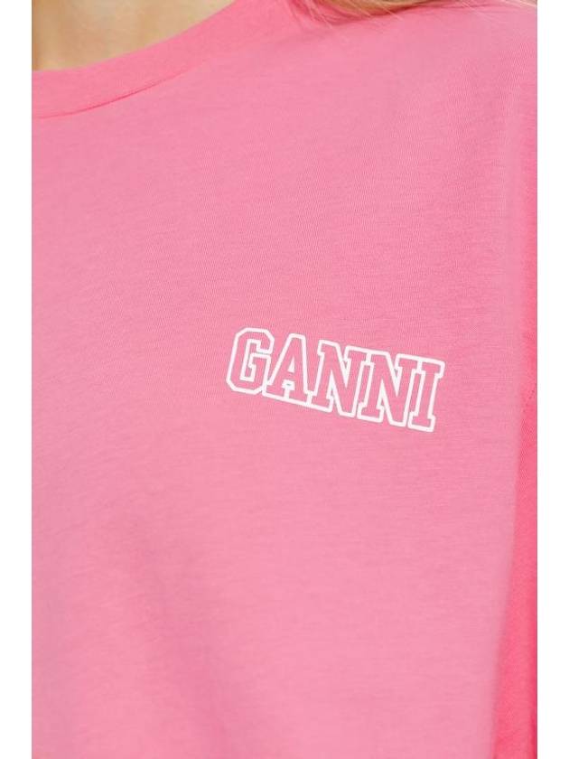 Women O Neck Short Sleeve T-Shirt Sugar Plum - GANNI - BALAAN 6