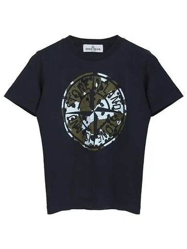 Kids Logo Short Sleeve T-Shirt Navy - STONE ISLAND - BALAAN 1