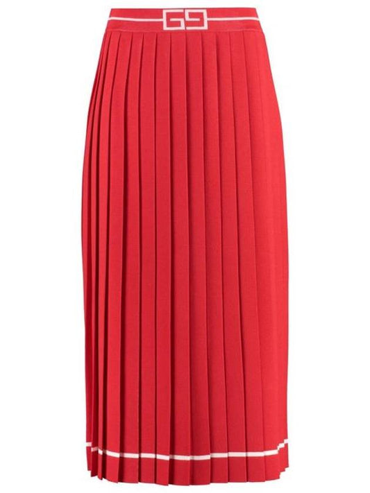 Wool Jacquard Pleated Skirt Red - GUCCI - BALAAN 1