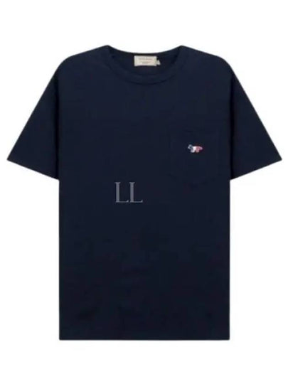 Tricolor Fox Patch Classic Pocket Short Sleeve T-Shirt Navy - MAISON KITSUNE - BALAAN 2