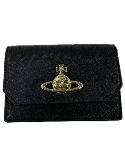 Vegan Biogreen Saffiano Business Card Wallet Black - VIVIENNE WESTWOOD - BALAAN 2