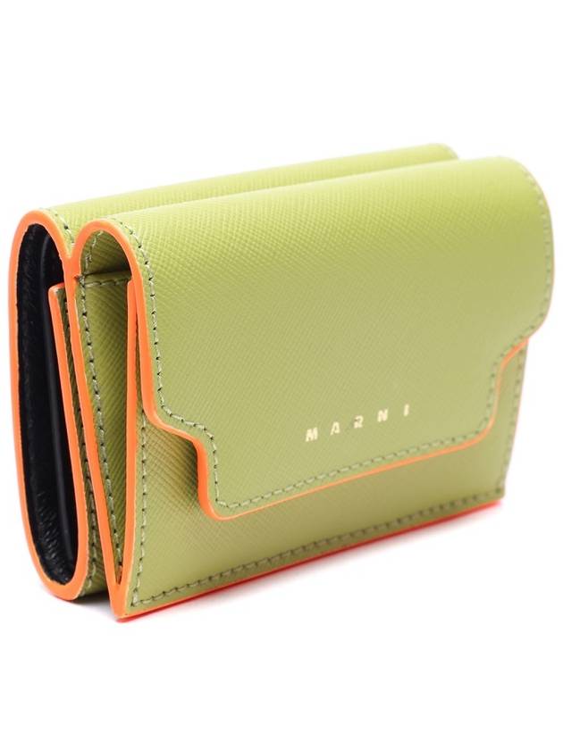 Saffiano Logo Trifold Bifold Wallet Green - MARNI - BALAAN.