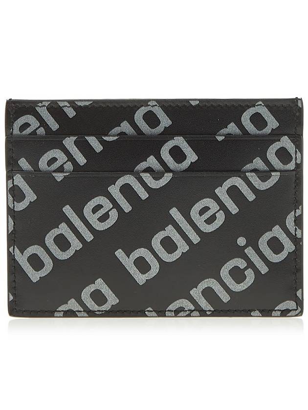 Reflective Silver Logo Print Card Wallet Black - BALENCIAGA - BALAAN.