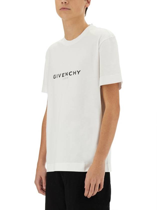 Men's Reverse Logo Round Slim Short Sleeve T-Shirt White - GIVENCHY - BALAAN 9