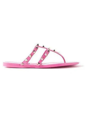 Women s Rockstud Flip Flop Sandals Pink 2W2S0T84 PUW - VALENTINO - BALAAN 1