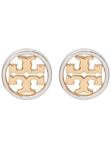 Miller Stud Earrings Silver Gold - TORY BURCH - BALAAN 1