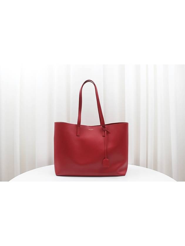 Logo Soft Leather Pouch Shopper Bag Red 394195 - SAINT LAURENT - BALAAN 2