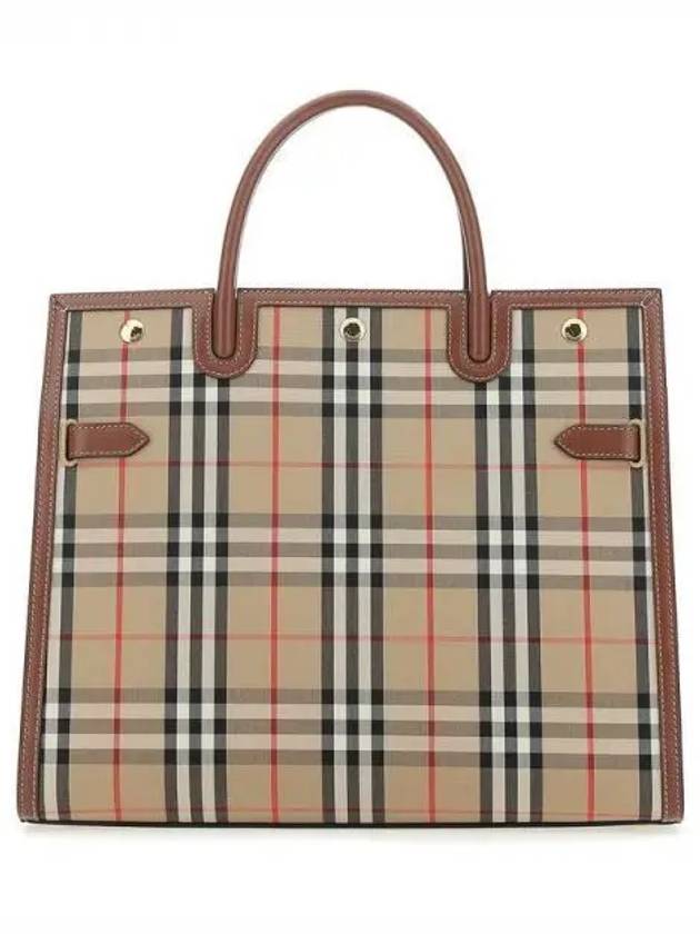 Vintage Check Two-Handle Title Medium Shoulder Bag Beige - BURBERRY - BALAAN 2