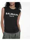 Women's Cotton Tank Sleeveless Black - BALMAIN - BALAAN.
