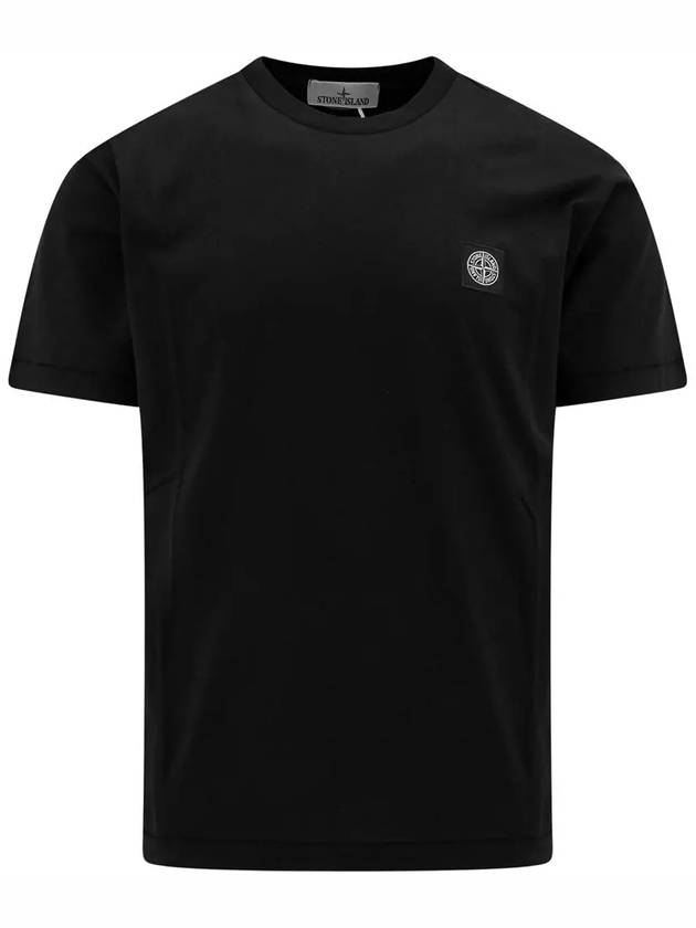 Slimfit Cotton Jersey Short Sleeve T-shirt Black - STONE ISLAND - BALAAN 2