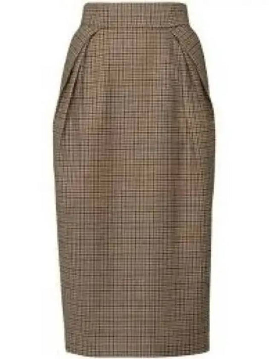 Women's Houndstooth Wool H Line Skirt Camel - MAISON MARGIELA - BALAAN 2