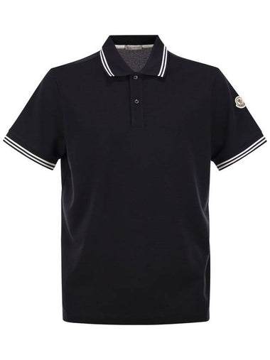 Cotton pique polo shirt with striped hemline - MONCLER - BALAAN 1