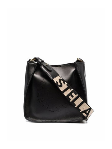 Small Punching Logo Logo Hobo Shoulder Bag Black - STELLA MCCARTNEY - BALAAN.