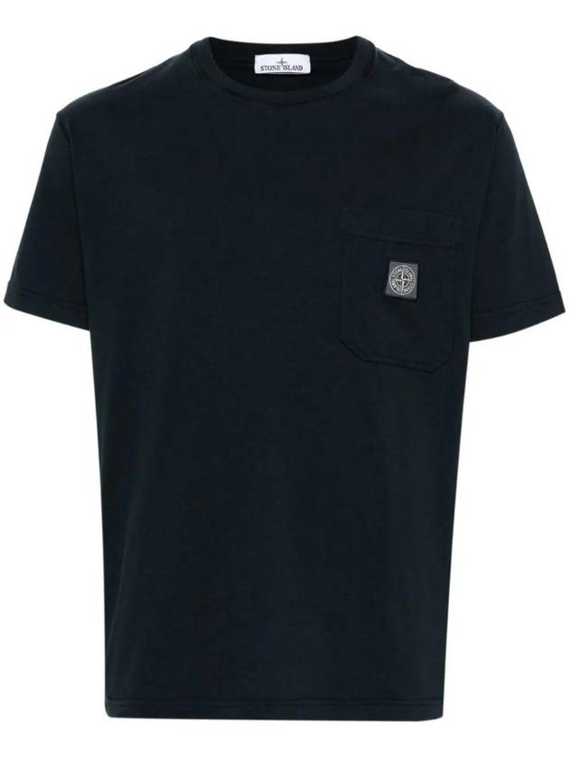 Fissato Treatment Organic Cotton Short Sleeve T-Shirt Navy - STONE ISLAND - BALAAN 1