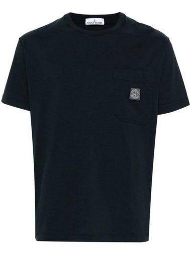 Fissato Treatment Organic Cotton Short Sleeve T-Shirt Navy - STONE ISLAND - BALAAN 1