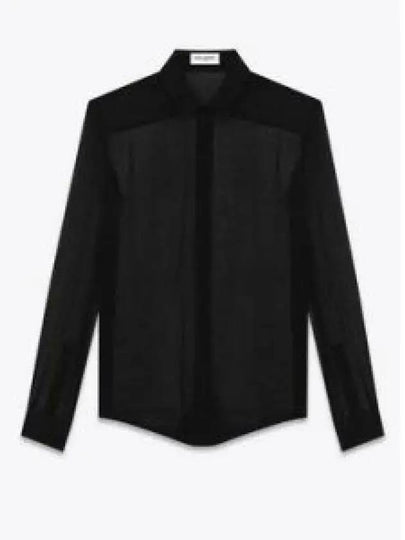 See-through Long Sleeve Shirt Black - SAINT LAURENT - BALAAN 2