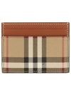 Check Print Leather Card Holder Beige - BURBERRY - BALAAN 4